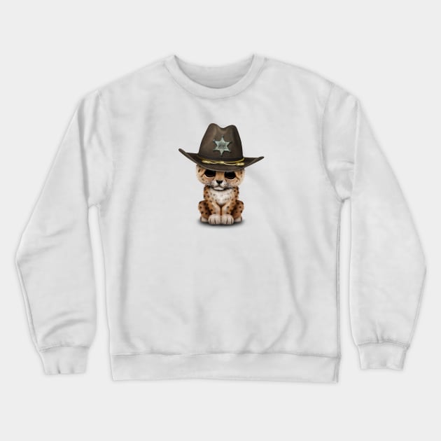 Cute Baby Leopard Cub Sheriff Crewneck Sweatshirt by jeffbartels